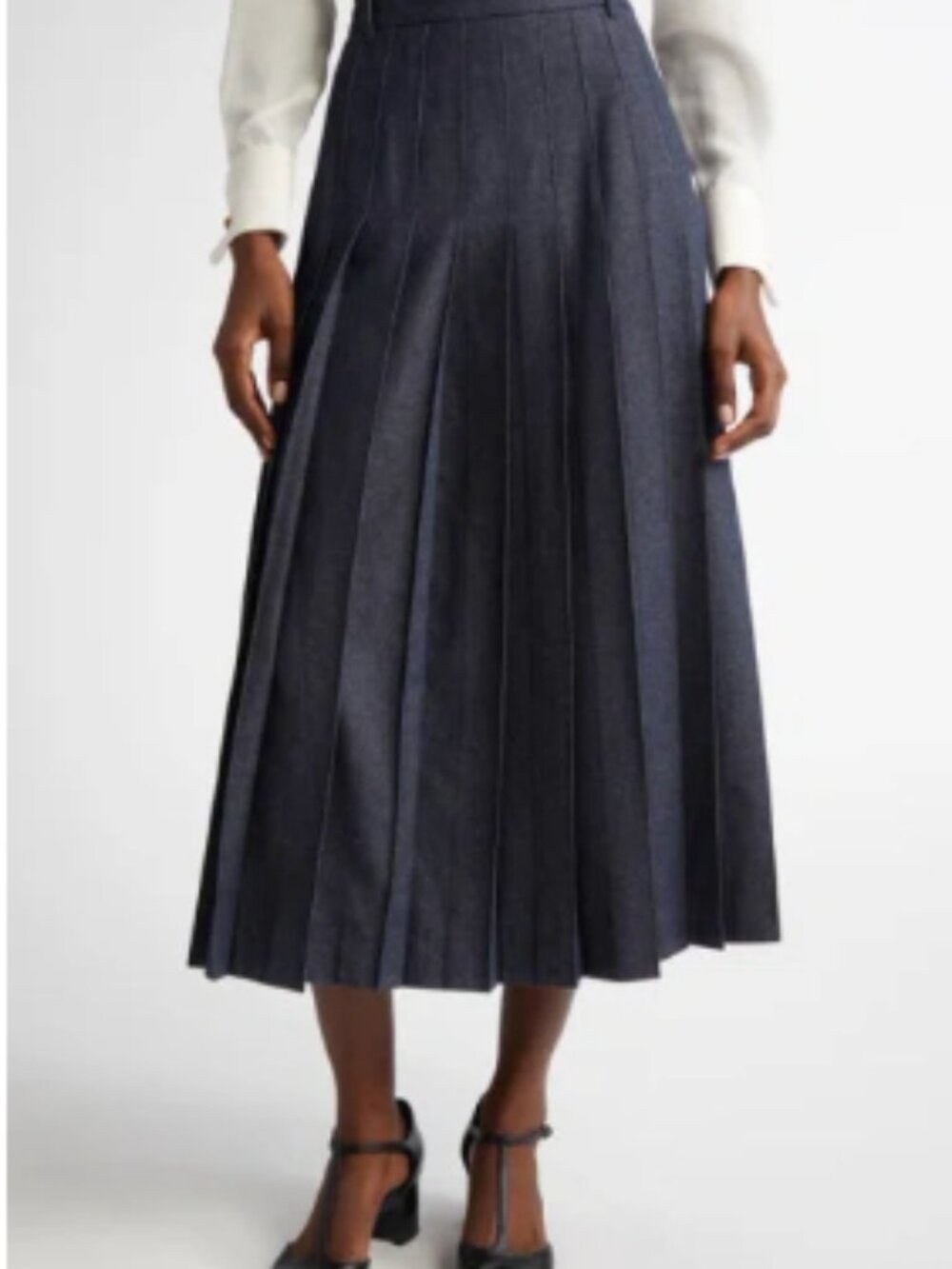 Max Mara Vale Pleated Denim Skirt